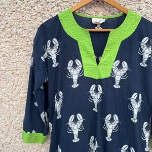 Lobster Navy Blue Tunic Dress or Swim Cover Up